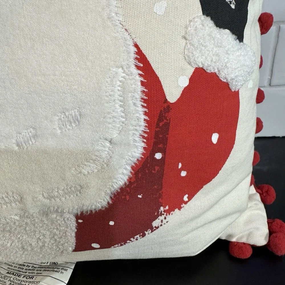 Santa Clause Christmas Pillow Pom Pom Trim 3-D‎ Holiday Living Room Sofa 18